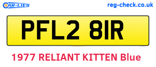 PFL281R are the vehicle registration plates.