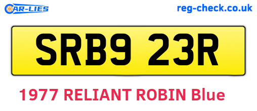 SRB923R are the vehicle registration plates.