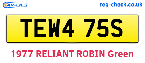 TEW475S are the vehicle registration plates.