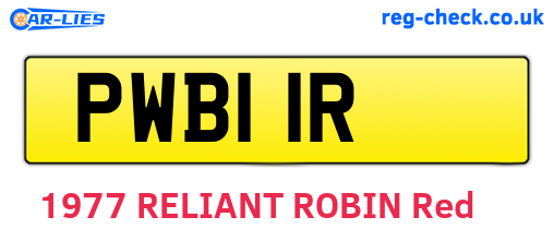 PWB11R are the vehicle registration plates.
