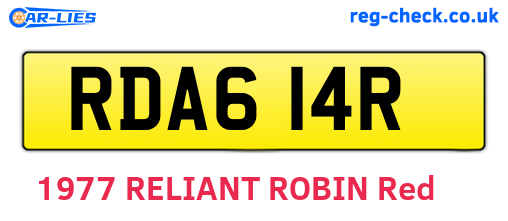 RDA614R are the vehicle registration plates.