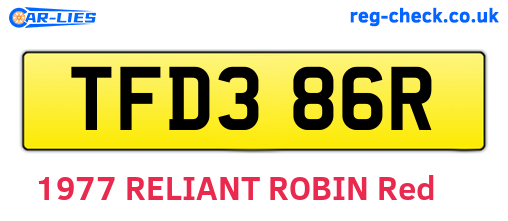 TFD386R are the vehicle registration plates.