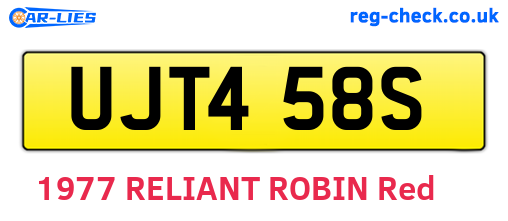 UJT458S are the vehicle registration plates.
