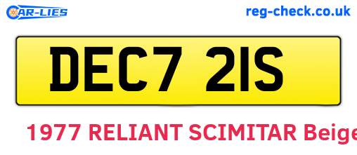 DEC721S are the vehicle registration plates.