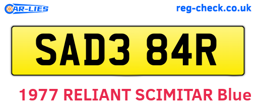 SAD384R are the vehicle registration plates.