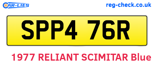 SPP476R are the vehicle registration plates.