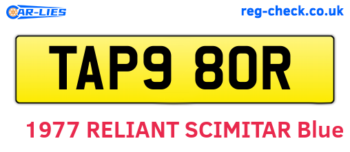 TAP980R are the vehicle registration plates.