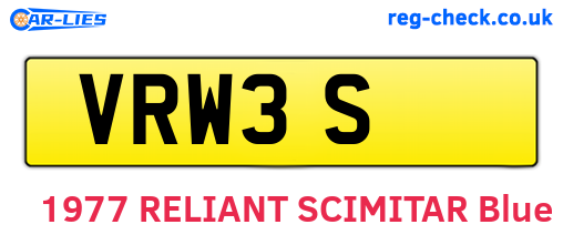 VRW3S are the vehicle registration plates.