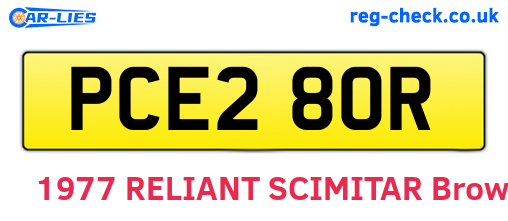 PCE280R are the vehicle registration plates.