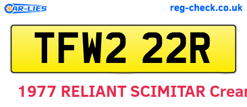 TFW222R are the vehicle registration plates.