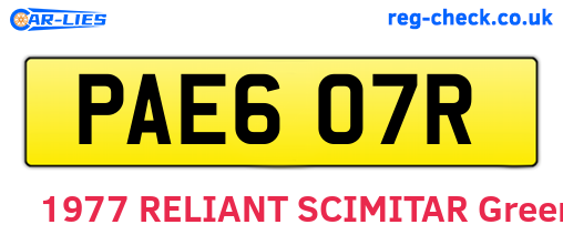 PAE607R are the vehicle registration plates.