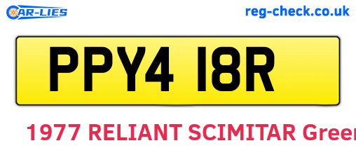 PPY418R are the vehicle registration plates.