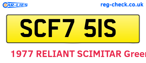 SCF751S are the vehicle registration plates.