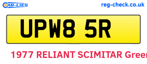 UPW85R are the vehicle registration plates.