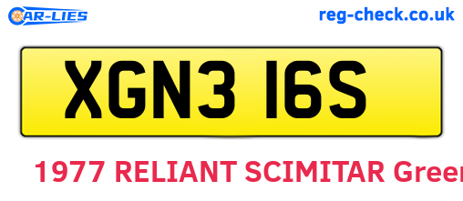 XGN316S are the vehicle registration plates.