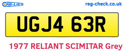 UGJ463R are the vehicle registration plates.