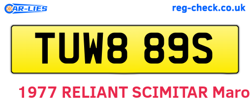 TUW889S are the vehicle registration plates.