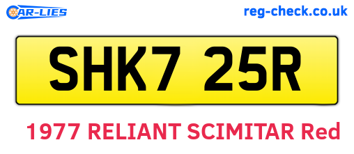 SHK725R are the vehicle registration plates.