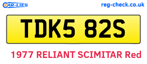 TDK582S are the vehicle registration plates.