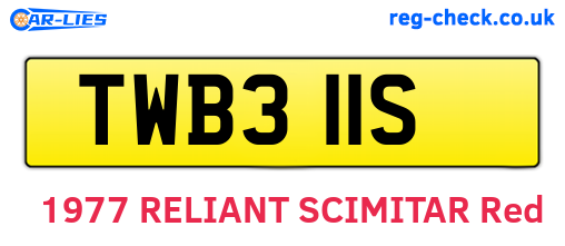 TWB311S are the vehicle registration plates.