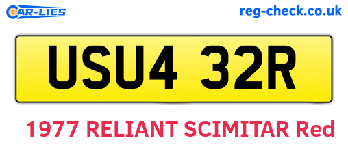 USU432R are the vehicle registration plates.