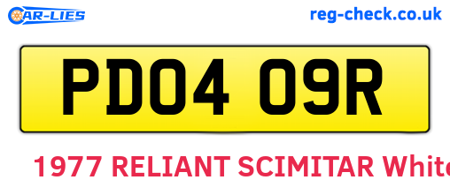 PDO409R are the vehicle registration plates.