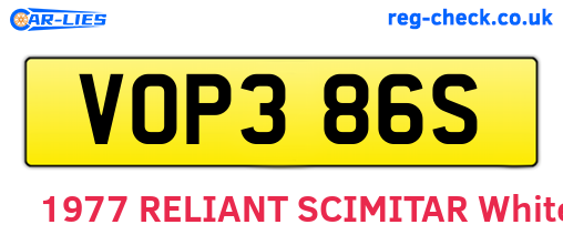 VOP386S are the vehicle registration plates.