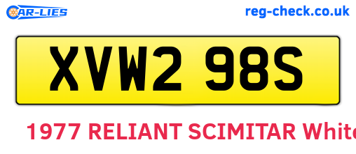XVW298S are the vehicle registration plates.