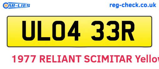 ULO433R are the vehicle registration plates.