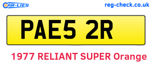 PAE52R are the vehicle registration plates.