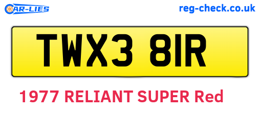 TWX381R are the vehicle registration plates.