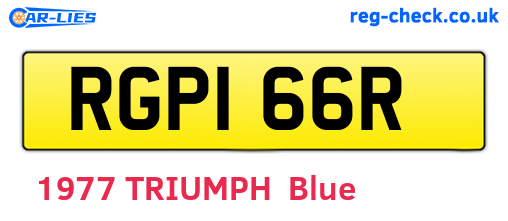 RGP166R are the vehicle registration plates.