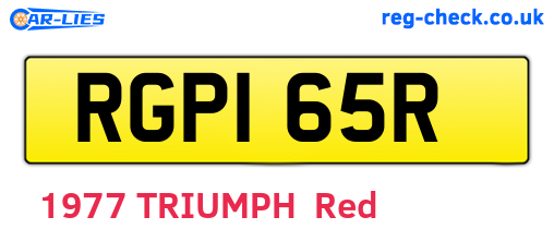 RGP165R are the vehicle registration plates.