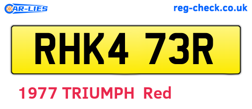 RHK473R are the vehicle registration plates.