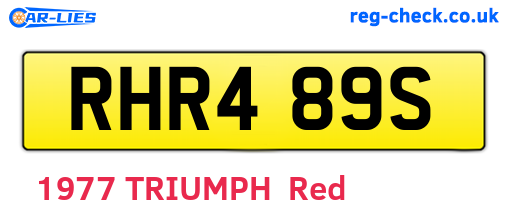 RHR489S are the vehicle registration plates.
