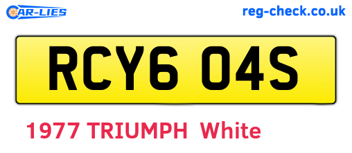 RCY604S are the vehicle registration plates.