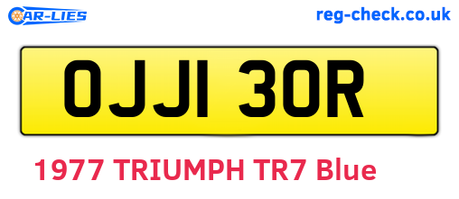 OJJ130R are the vehicle registration plates.