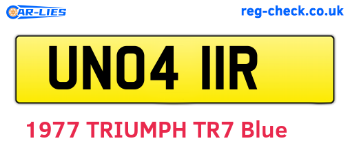 UNO411R are the vehicle registration plates.