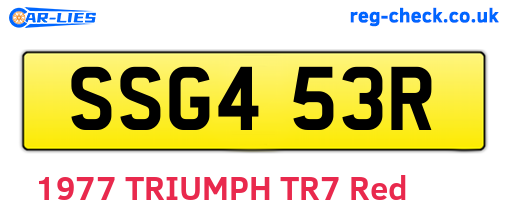 SSG453R are the vehicle registration plates.