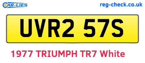 UVR257S are the vehicle registration plates.