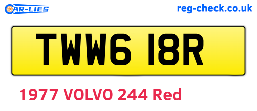 TWW618R are the vehicle registration plates.