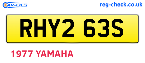 RHY263S are the vehicle registration plates.