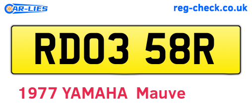 RDO358R are the vehicle registration plates.