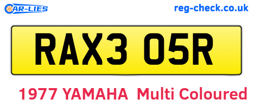RAX305R are the vehicle registration plates.