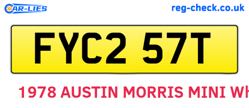 FYC257T are the vehicle registration plates.