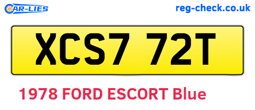 XCS772T are the vehicle registration plates.