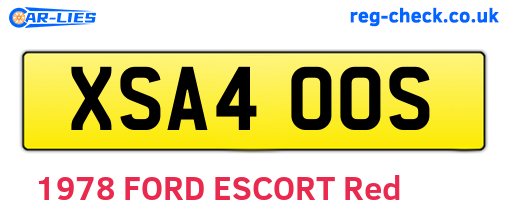 XSA400S are the vehicle registration plates.