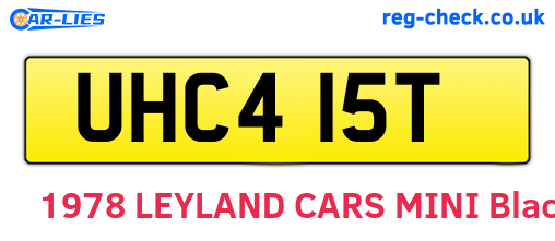 UHC415T are the vehicle registration plates.