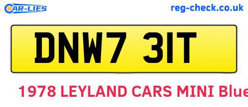 DNW731T are the vehicle registration plates.