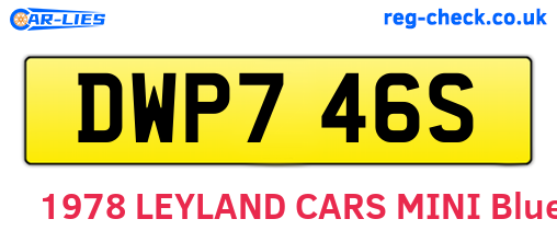 DWP746S are the vehicle registration plates.